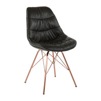 OSP Home Furnishings LGD-U6 Langdon Chair in Black Faux Leather with Rose Gold Base